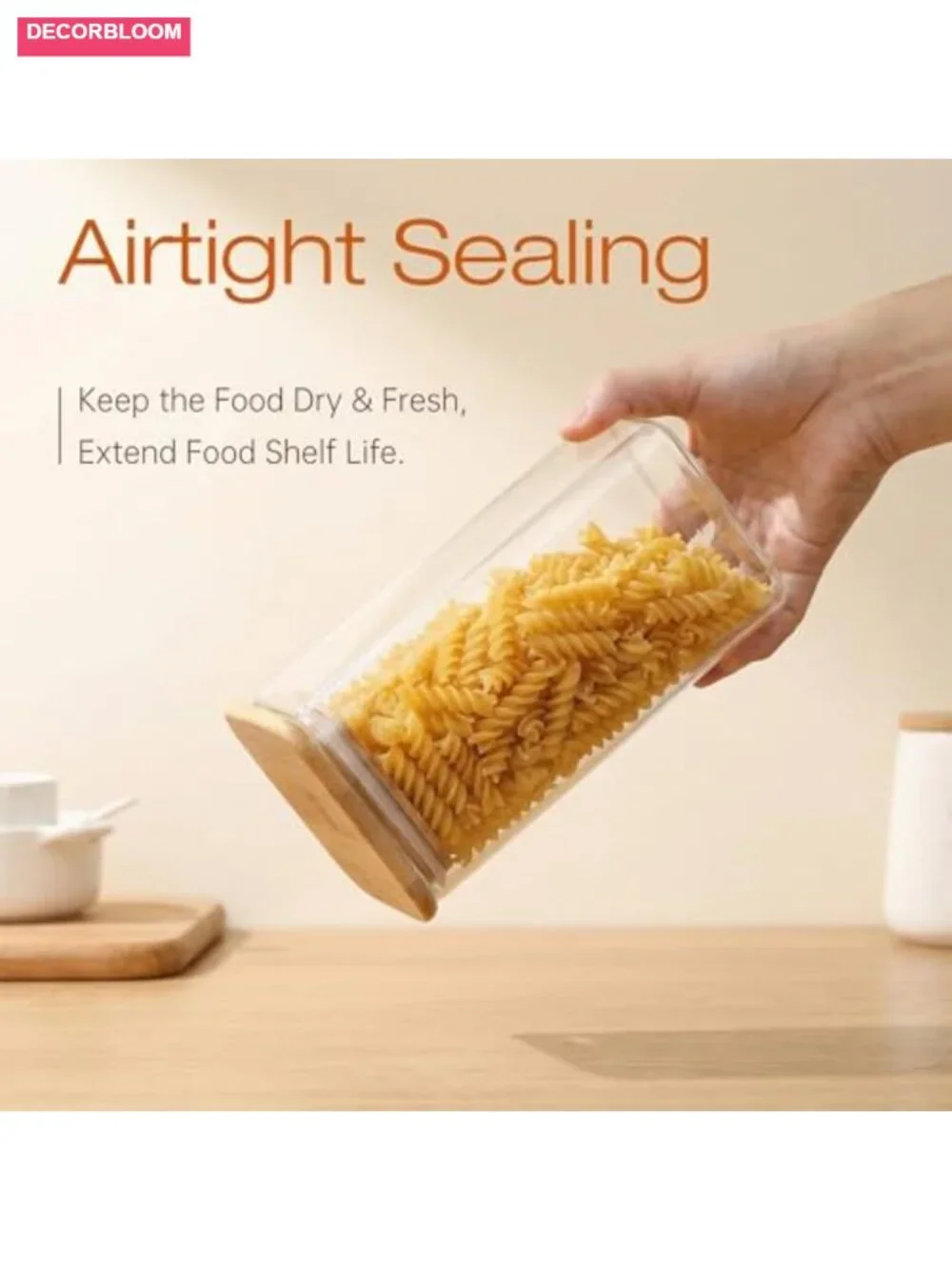 168oz Square Glass Storage Containers with Bamboo Lids Airtight Set of 2